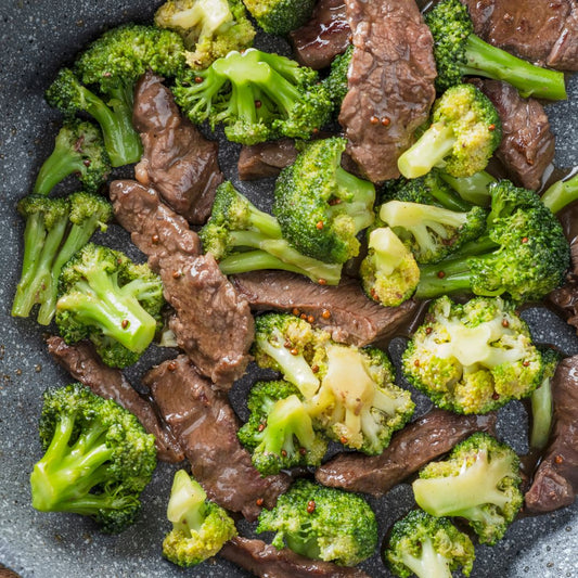 Beef & Broccoli with Sourdough Discard Flatbread